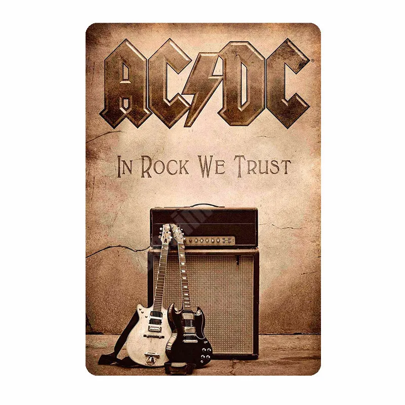 O 20x30 см ACDC винтажные металлические жестяные вывески для бара, кафе, паба, казино, домашний декор, тарелки в стиле ретро, музыкальная доска, художественный плакат, рок наклейки на стену N264 - Цвет: O