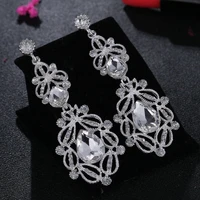 hocole new crystal wedding drop earrings for women vintage long earrings korean bridal dangle earring 2019 fashion jewelry