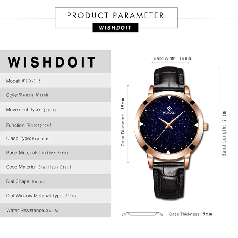 WISHDOIT Роскошные брендовые синие повседневные женские кварцевые часы с дизайном звездного неба Hodinky женские часы Reloj Mujer