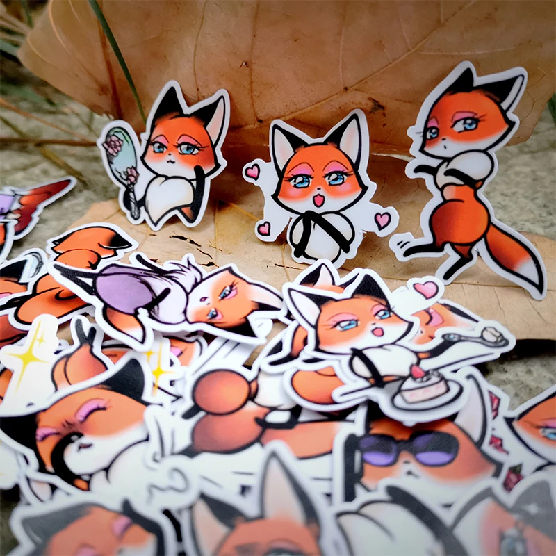 

20/40pcs Sexy Cute Little Fox Cartoon Diary Clip Art Sticker Skateboard Doodle Notebook Sticke