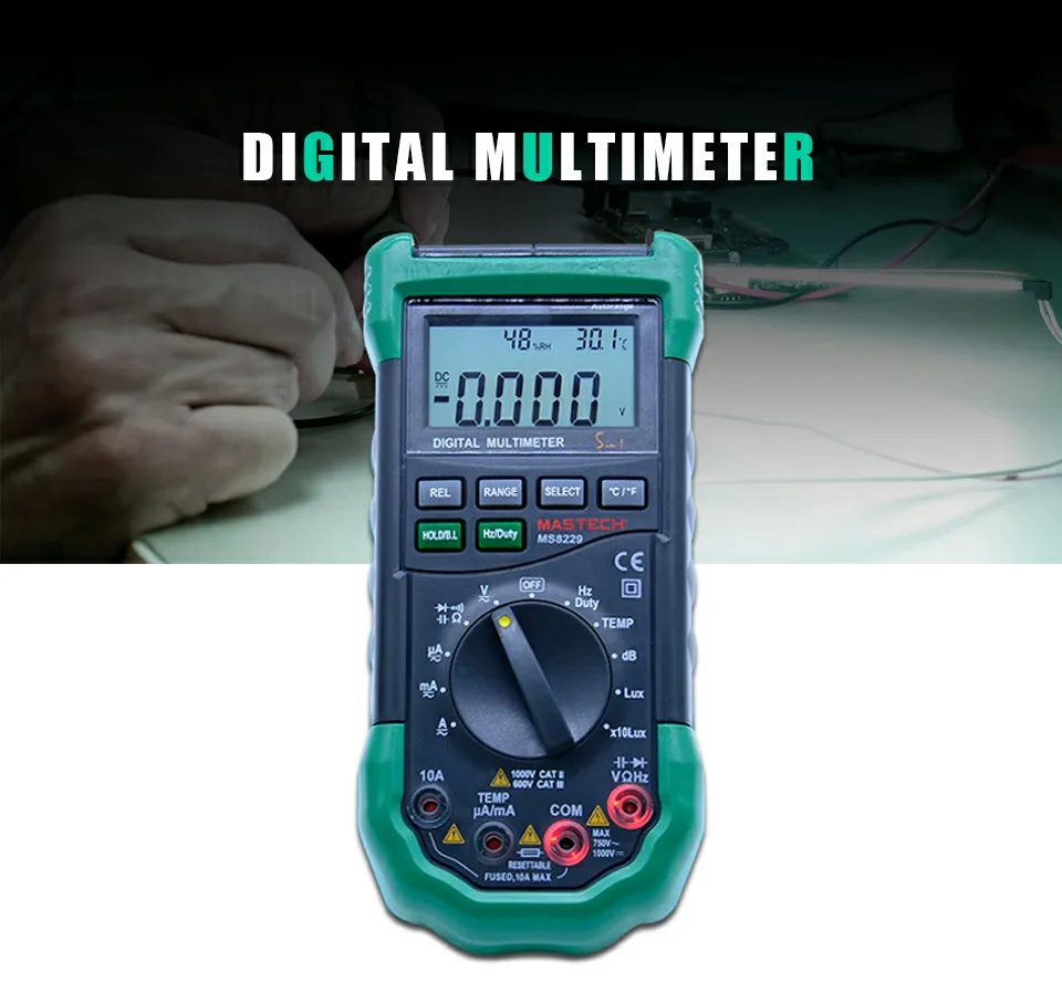 MASTECH MS8229 Цифровой мультиметр Авто диапазон 5 в 1 с NCV подсветка дисплей удержания данных multimetro цифровой профессиональный тестер