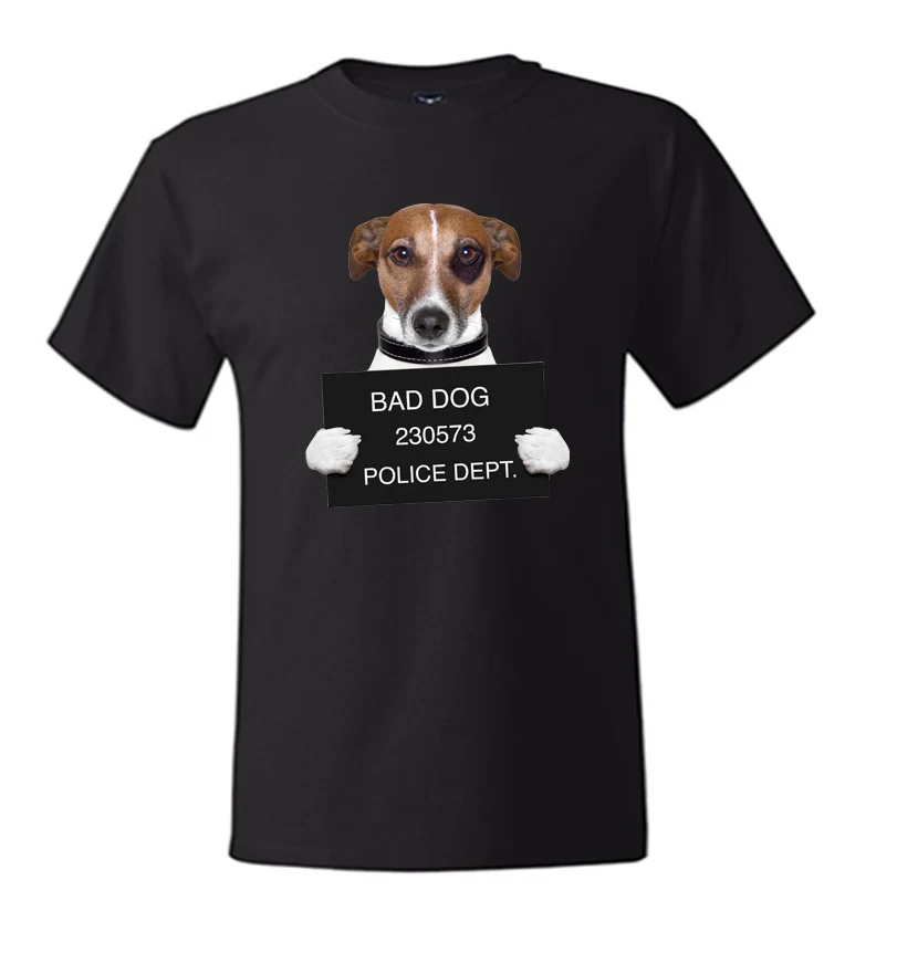 Футболка хлопок европейский размер мужчина женщина собака полицейский дизайн Bad