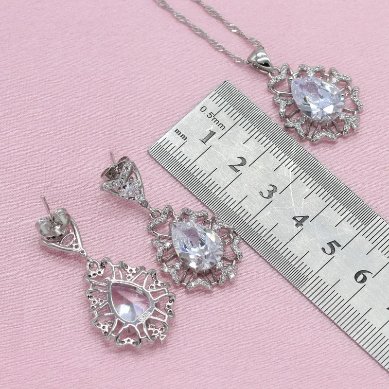 Комплект из колье серёг кольца и браслета с фианитом | Украшения аксессуары