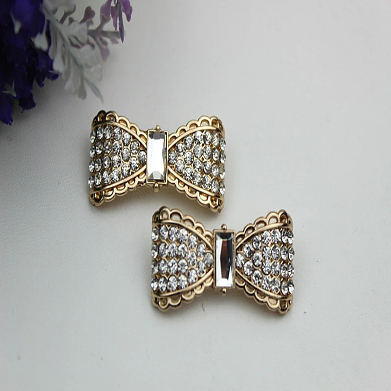 2pcs Metal Diamond Bow shoes buckles bag accessories ribbon slider buckle decorative for garment F1-16 | Дом и сад