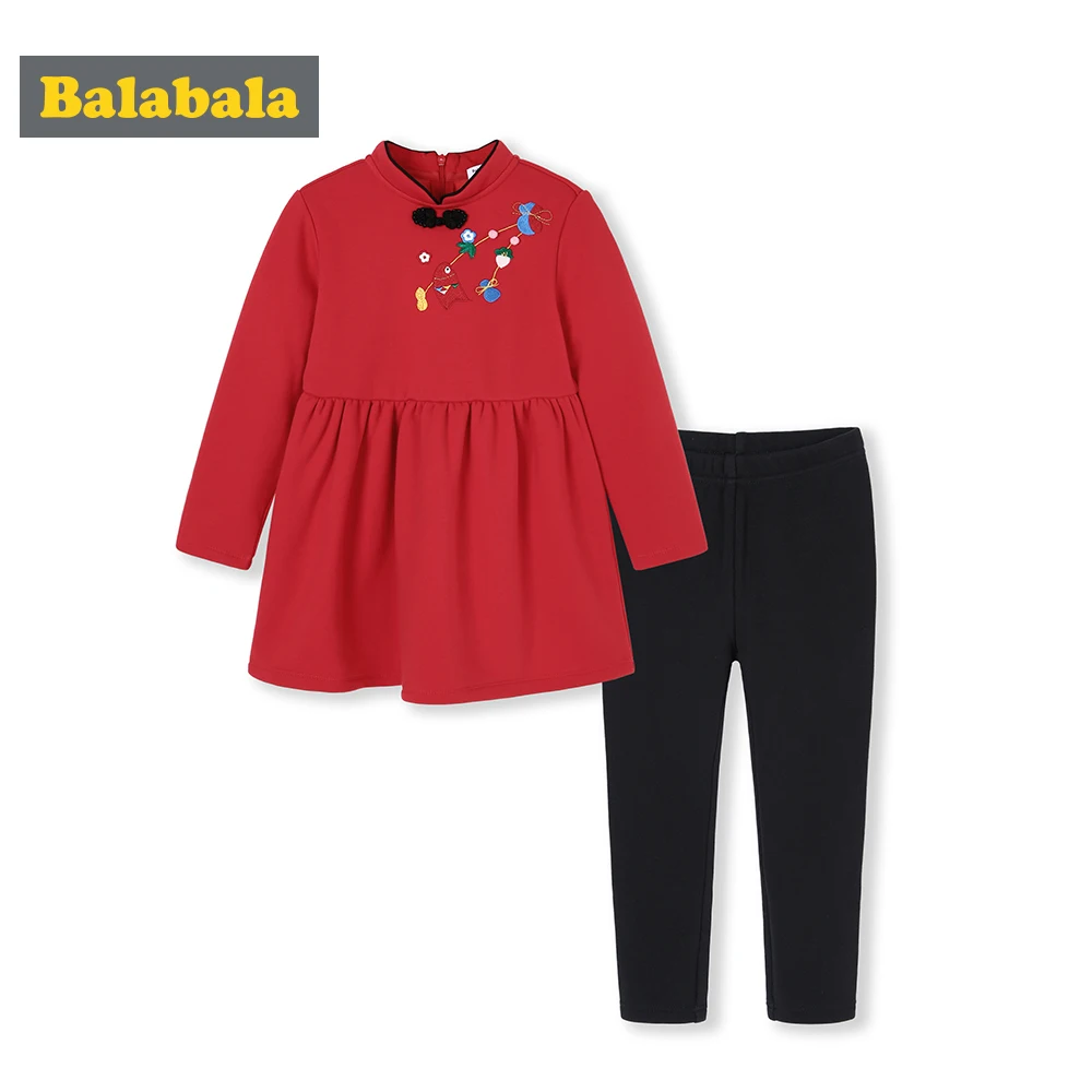 Комплект из 2-х предметов для девочек кофта с китайским новогодним принтом и