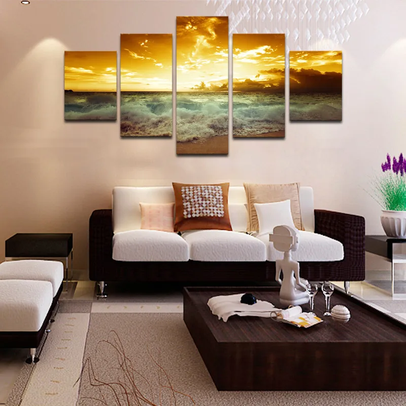 

5 pieces of sunset canvas print canvas modern canvas wall art wall household adornment art photos