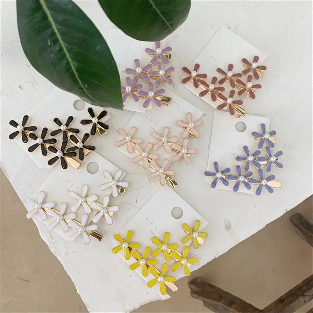 Женская заколка для волос French Girl металлическая с жемчужинами и цветком милые