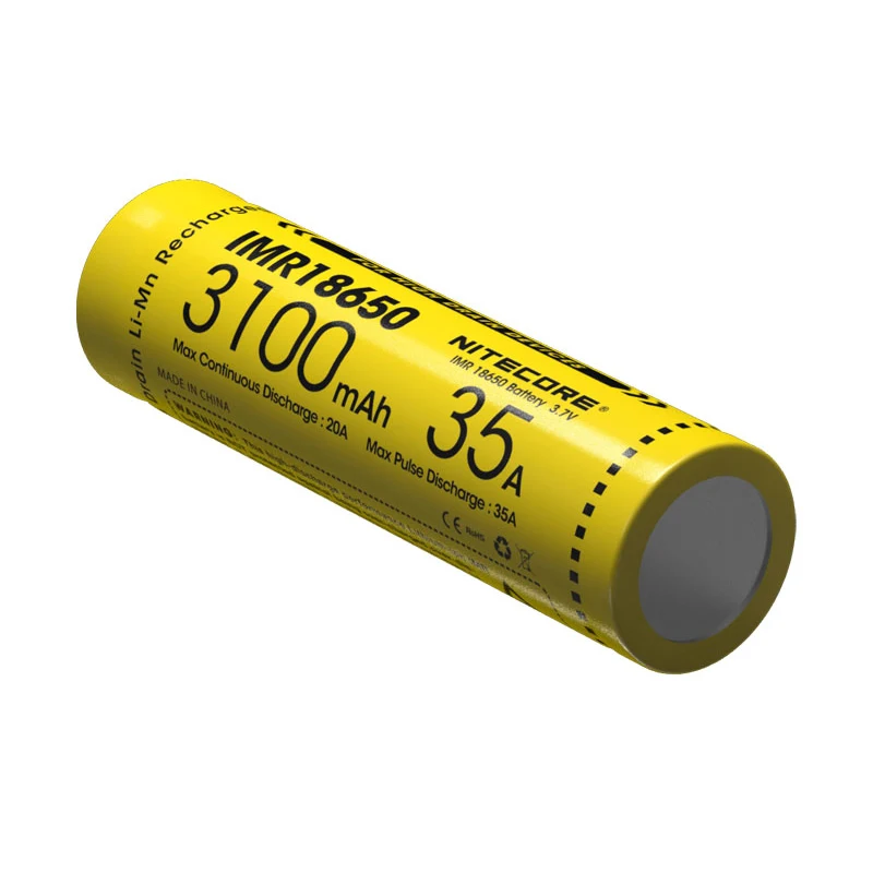NITECORE Высокая Производительность Мощность IMR18650 3100mAh 35A 3,7 V литий-ионная защищенная аккумуляторная батарея для фонарика 1 шт/плоский верх