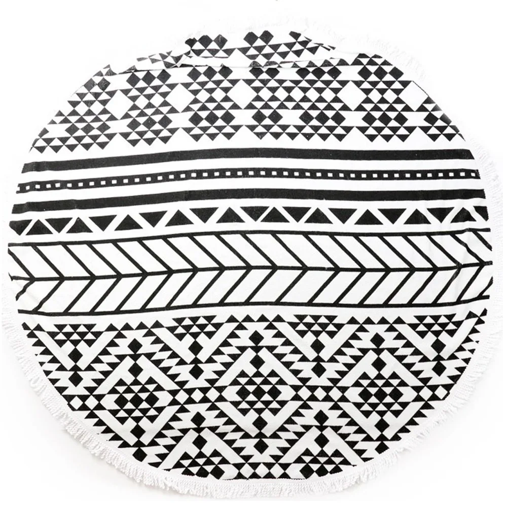 Хлопковое круглое пляжное полотенце 150*150 см/59*59 '' банное с кисточками и