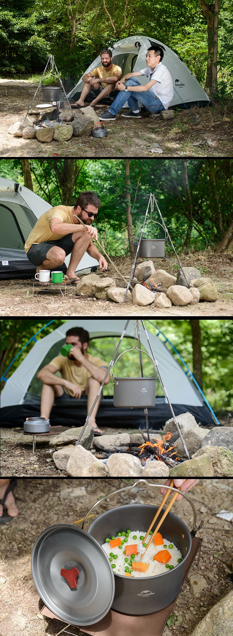NatureHike NH17D021-G открытый складной набор для приготовления пищи Кемпинг кухонная посуда горшок Сковорода Чаша Горшок для альпинизма Пешие прогулки Пикник