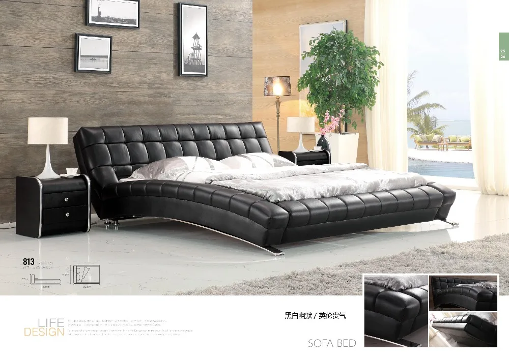 Современная кожаная кровать ОБИТАЯ кровать|leather upholstered beds|modern leather bedleather bed |
