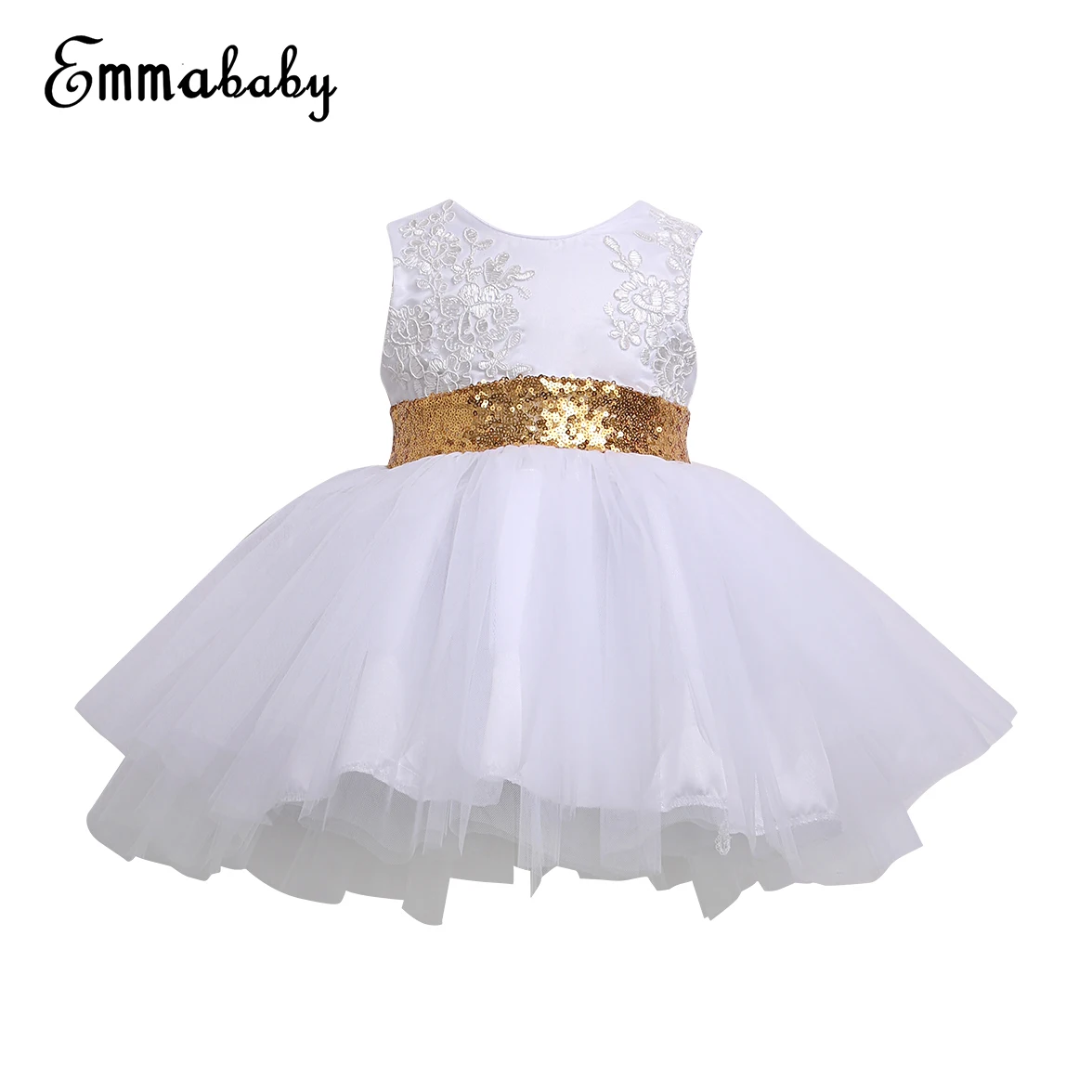 Emmababy Kids Baby Girl Boknot Sequins Bow Party Wedding Sleeveless Dresses Christmas Backless Sundress | Детская одежда и обувь