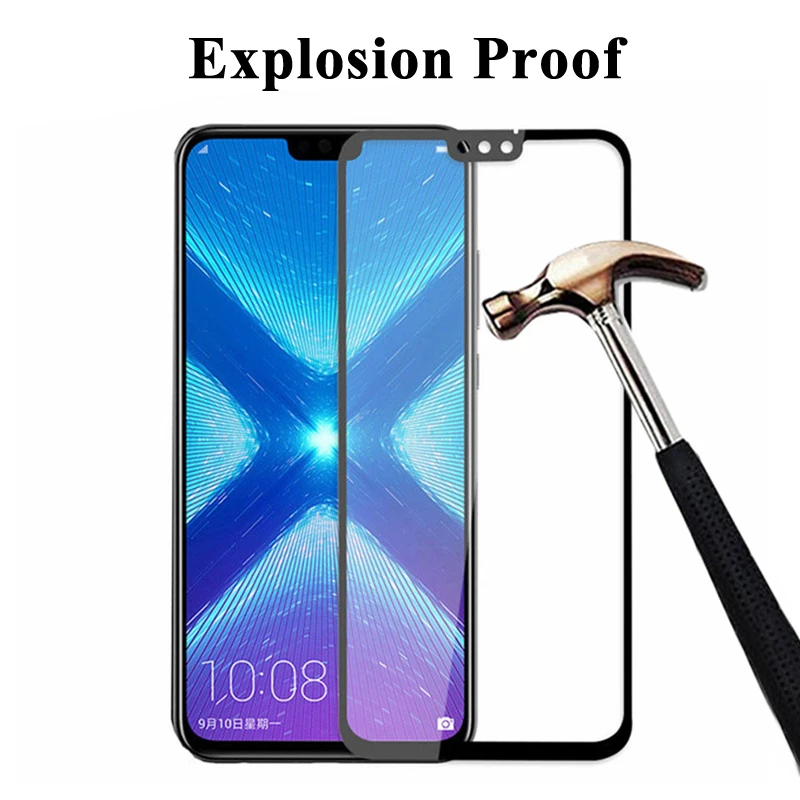 Полное покрытие для honor 8x закаленное стекло huawei x8 honor8x защита экрана 8 x защитная