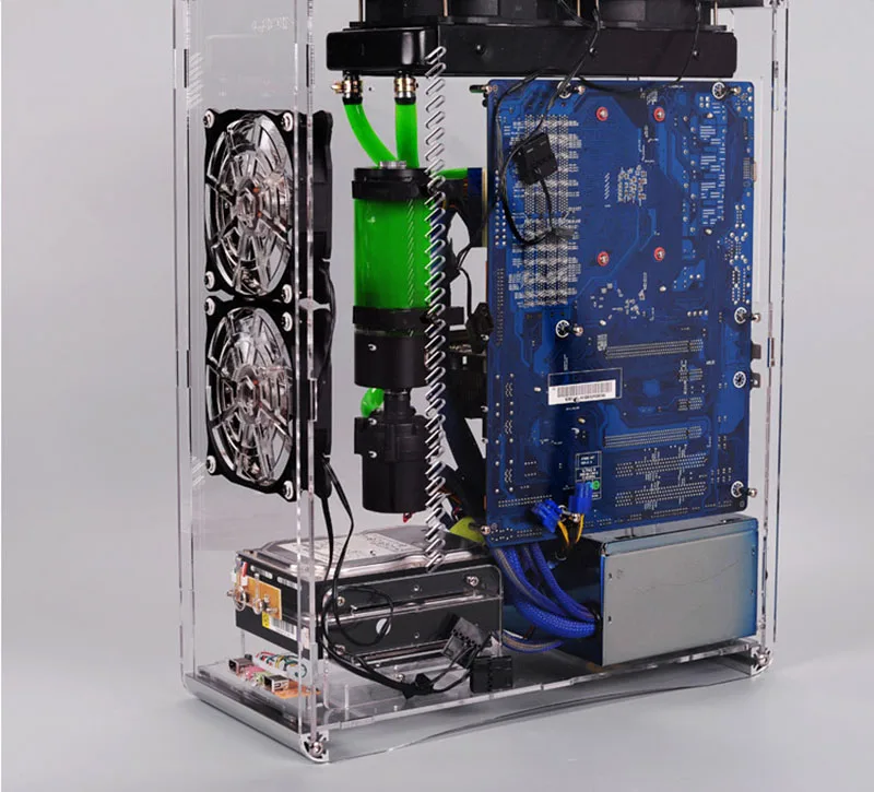 390*170*440 мм DIY QDIY полный прозрачный MicroATX акриловый компьютерный корпус водяного охлаждения вертикальное игровое шасси gabinete computador