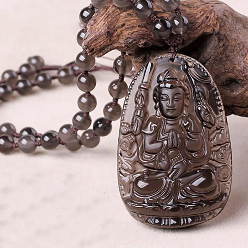 Кулон с натуральным льдом обсидиана 8 видов Vairocana Бен Будда ожерелье 12 китайских