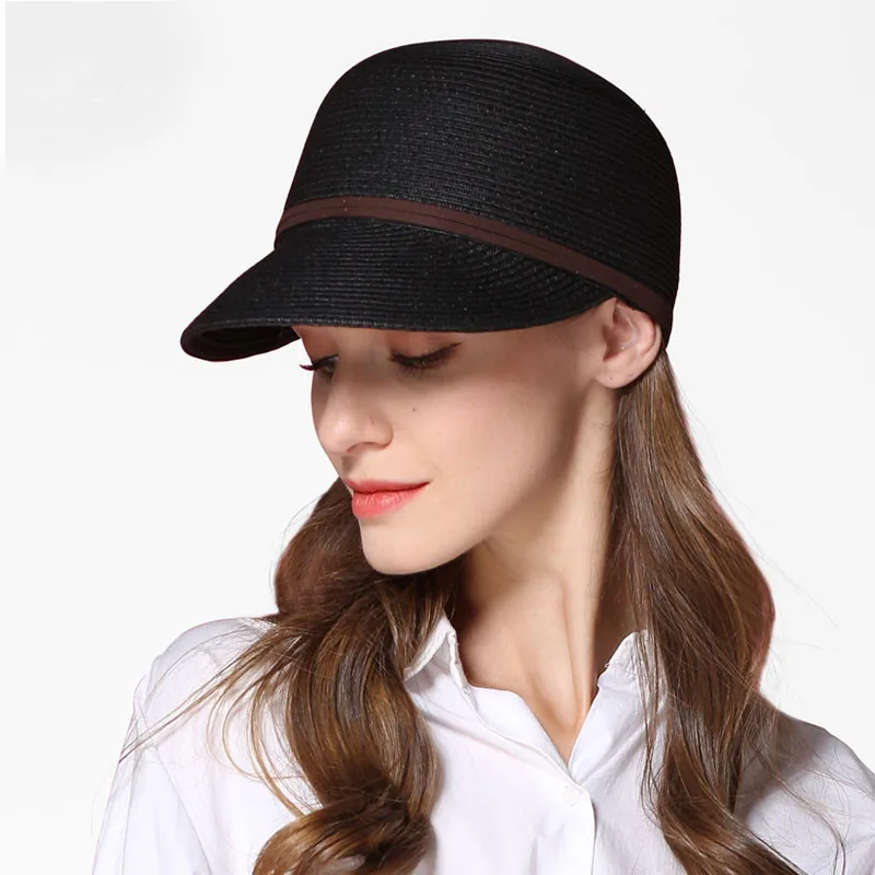 Шляпа женская Соломенная с солнцезащитным козырьком корейский стиль для отдыха