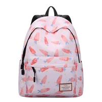 carrot printing backpack woman large capacity travel bagpack water resistant kawaii school bookbags canvas mochila pink knapsack