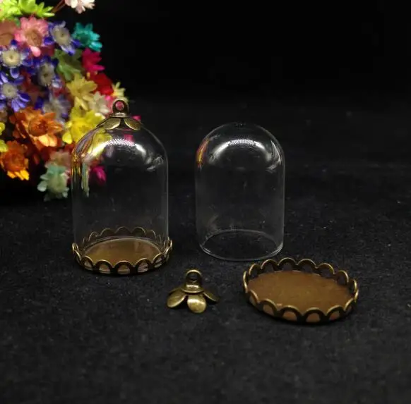 5 шт. 25*18 мм прозрачный стеклянный шар в форме колокольчика кружевной базовый