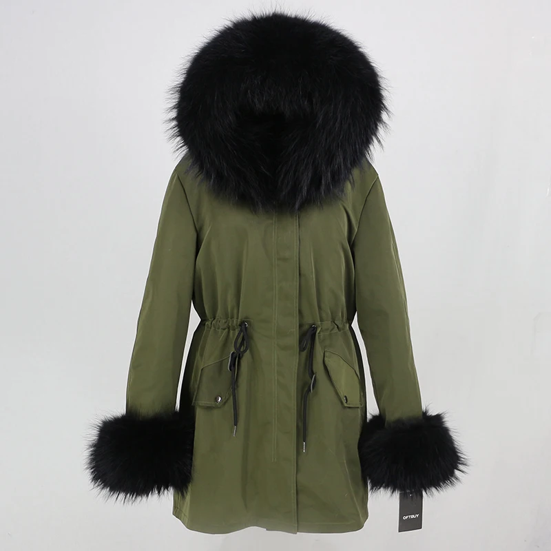 OFTBUY, пальто с натуральным мехом, зимняя куртка, Женская длинная парка, воротник из натурального меха енота, капюшон, Толстая теплая водонепроницаемая верхняя одежда, съемная