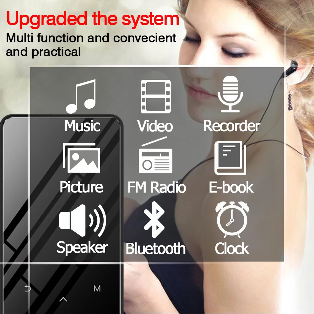 ICEICE MP4 плеер Bluetooth с динамиком MP3 MP4 музыкальный плеер Портативный MP 4 медиа Тонкий 2,4 дюймов сенсорные клавиши FM Радио Видео Hifi