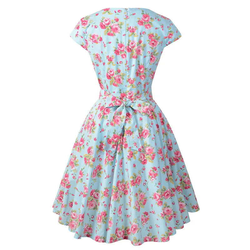 LARCI женские элегантные Винтаж принт Belted Tunic Pinup Лоскутная работа офис