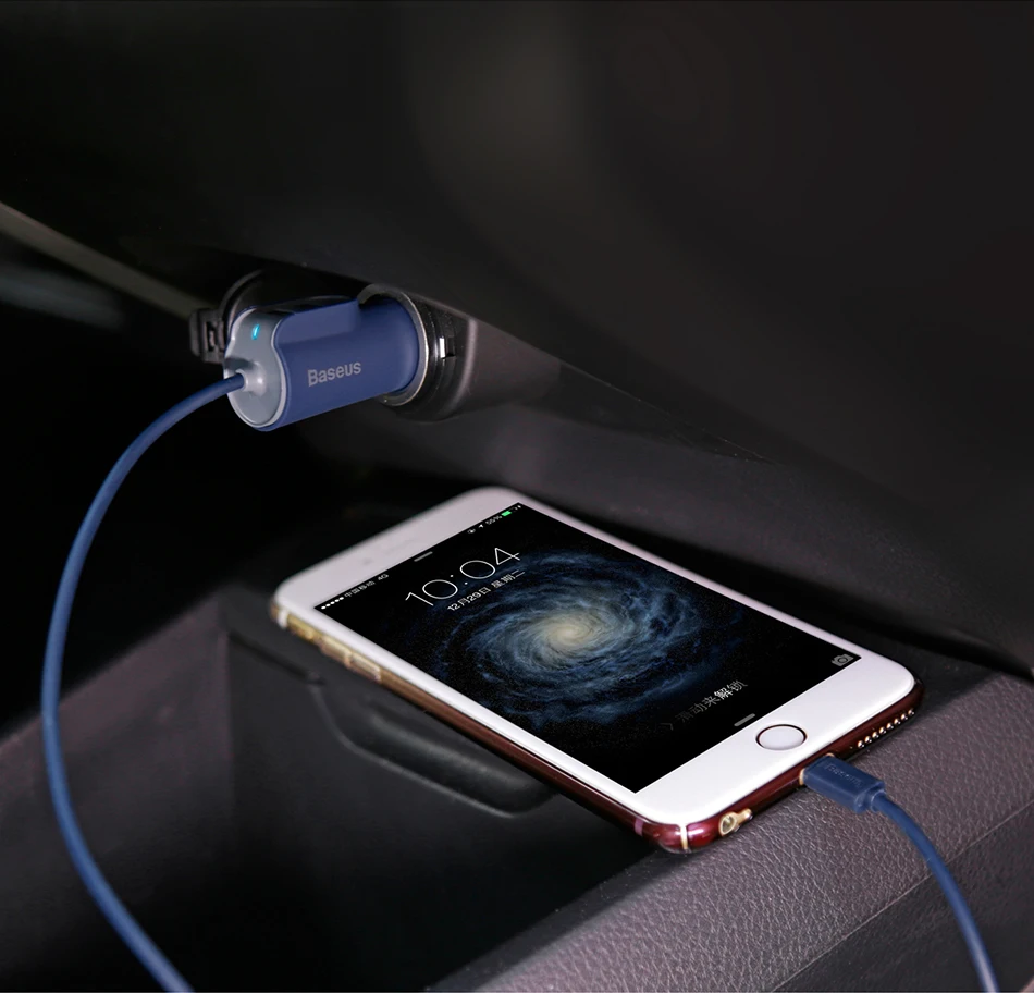 Автомобильное зарядное устройство USB Baseus 3 в 1, 5 А для iPhone X 7, samsung, зарядное устройство для мобильного телефона, 3 порта, быстрое автомобильное зарядное устройство USB и 1 м кабель для iPhone