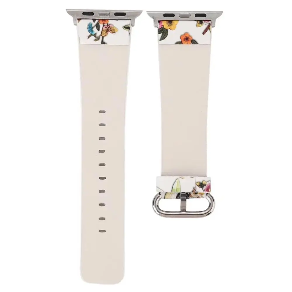 Для Apple Watch Band 42 мм 44 серия 4 3 2 1 браслет для iwatch ремень Белые птицы цветок Печатный