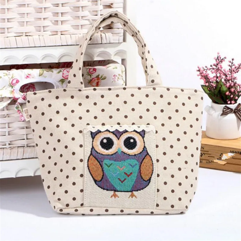 M412 2017 холщовая женская сумка с милым рисунком совы летняя пляжная для покупок|bag