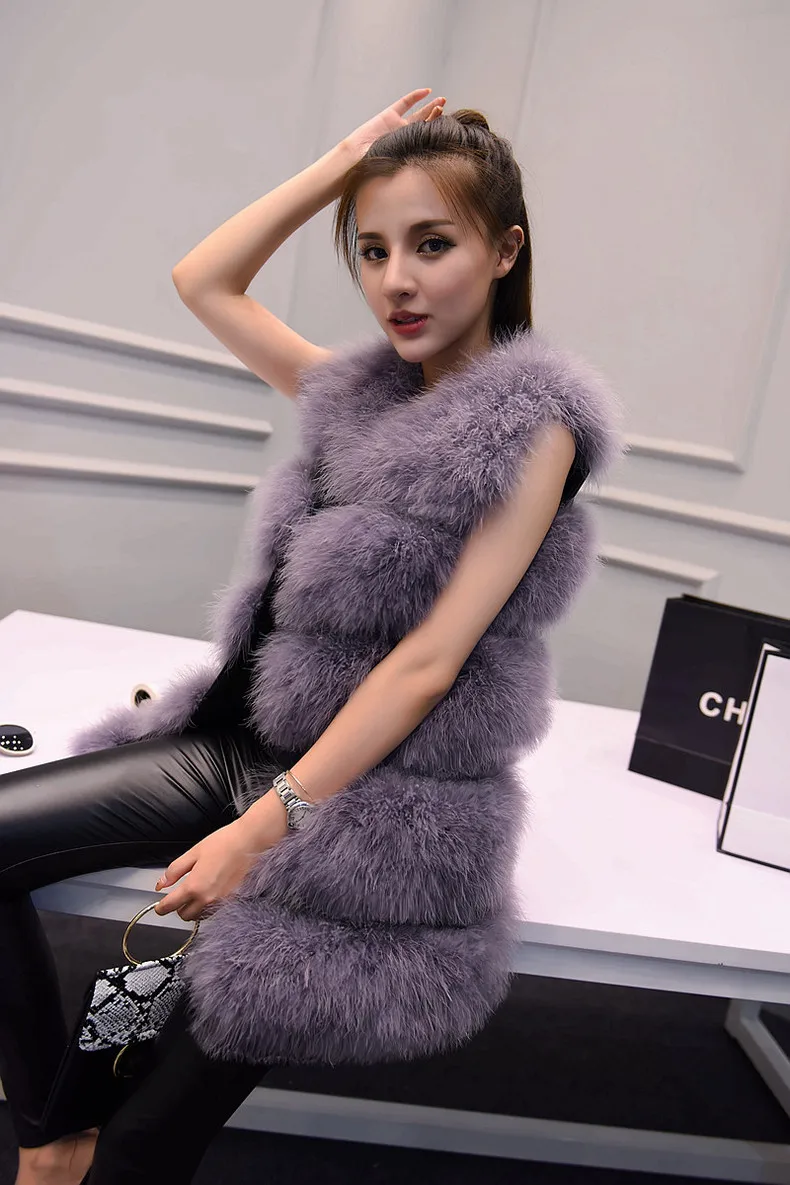 Ostrich fur fashion autumn vest in the long thin slim vest free shipping T1