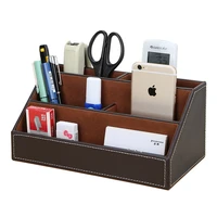 desk organizer office desktop management wooden storage boxes bins home office storage pen holder stand mobile phone case