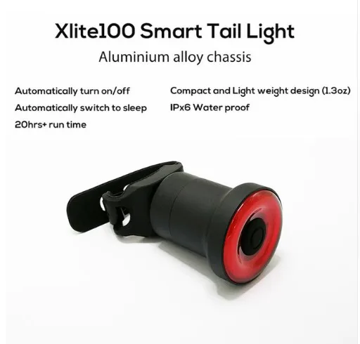 with SeatPost XLITE100 велосипедный флэш-светильник, задний велосипедный светильник, автоматический запуск/стоп-сигнал тормоза, зондирование IPx6, водонепроницаемый светодиодный велосипедный задний светильник с зарядкой - Цвет: with SeatPost