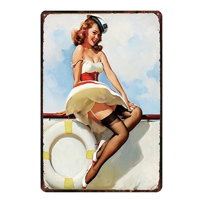 Pin Up Girl Оловянная металлическая табличка, металлическая винтажная настенная табличка для паба, кафе, магазина, домашний художественный декор, железный плакат, Куадрос, DU-2280 - Цвет: DU2290