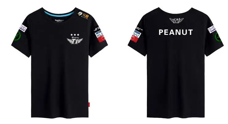 Пустая футболка faker bang SKT T1, футболка LCK Team Jersey SKTT1, Мужская футболка Faker Peanut Bang Wolf SKT1, игровая футболка