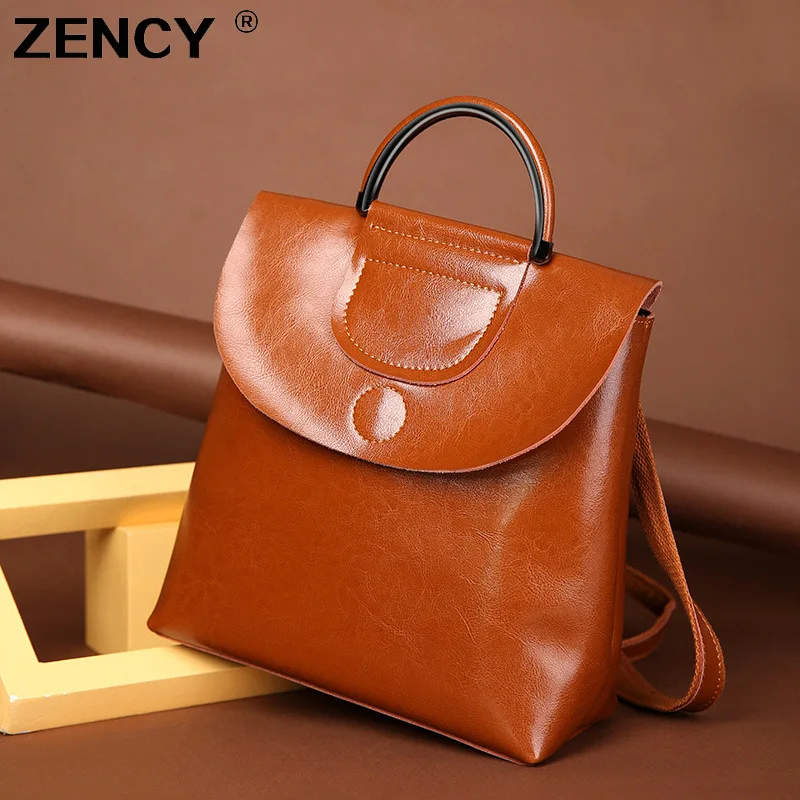 

Aodux New Vintage Classic Fashion Oil Wax Cowhide Real leather Women's Backpacks Female Genuine Leather Ladies Backpack Bags