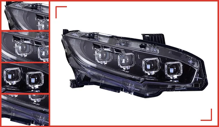 АКД Тюнинг автомобилей фары для Honda CIVIC X G10 Bugatti светодиодные фары DRL ходовые огни биксеноновый луч Противотуманные фары с ангельскими глазками