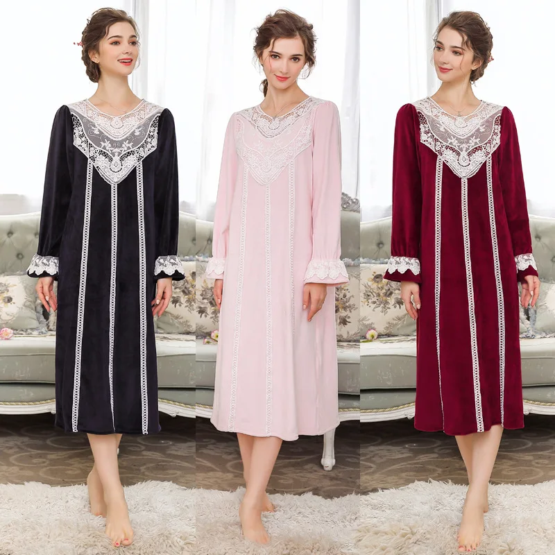 Зимняя двухсторонняя утепленная ночная рубашка из норкового бархата теплая