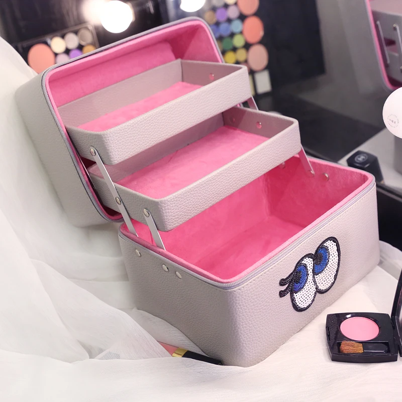 Женский дорожный Большой Вместительный Профессиональный органайзер для макияжа