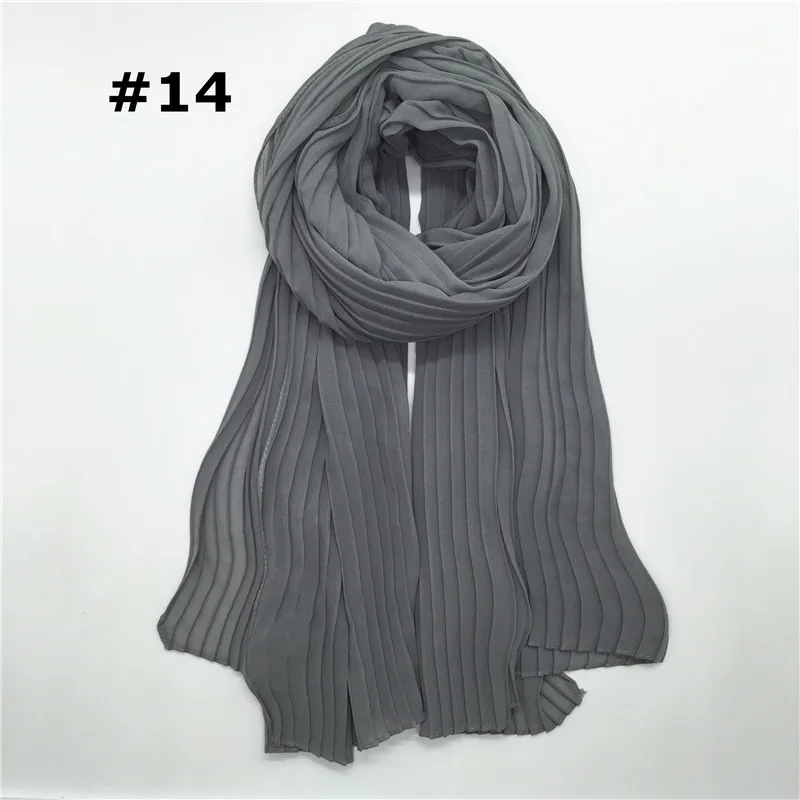 number 14 Большой размер 90*180 см Высокое качество мнущийся пузырь шифон Твердые морщинки шали складки повязка для головы хиджаб мусульманские Обертывания шарфы/шарф 10 шт - Цвет: number 14
