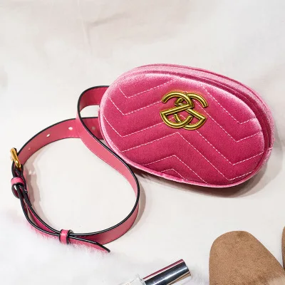 Velvet Rose red ZS XMESSUN Женская поясная сумка женская круглая поясная сумка Роскошная брендовая Новая модная дизайнерская качественная бархатная поясная сумка женская - Цвет: Velvet Rose red ZS