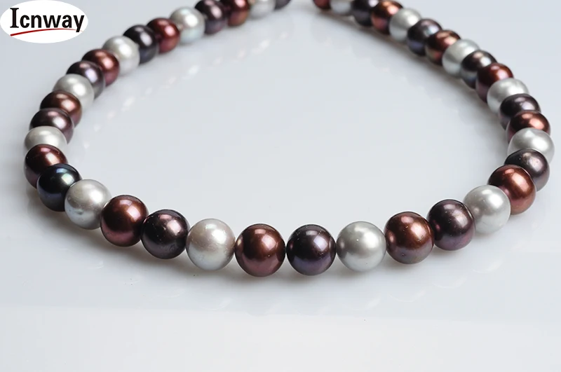 

FreeShipping Natural AA+ round Freshwater Pearl 9-10mm 15inches DIY necklace bracelet earring Wholesale