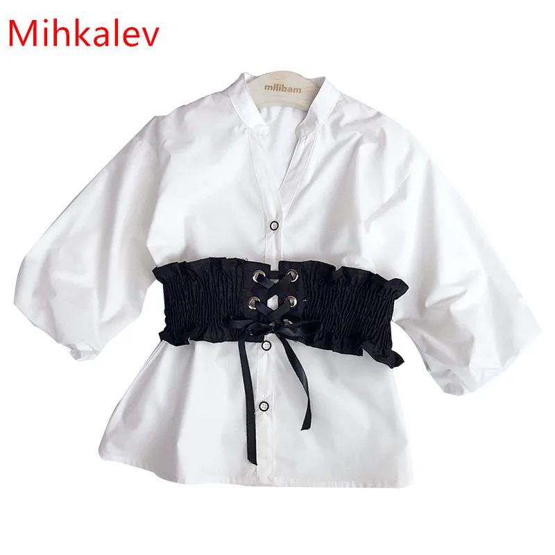 Mihkalev Повседневное Длинные рукава белые блузки для девочек школьные 2018 весенние