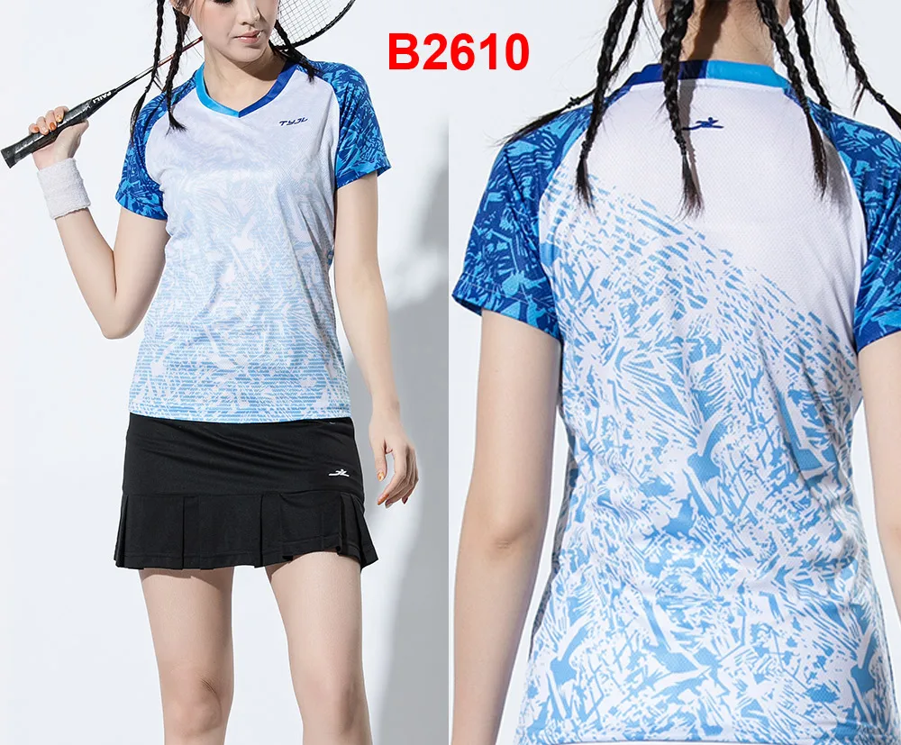 B2610 women 1 set Женская одежда для бадминтона Qucik, спортивные комплекты, одежда для тенниса, одежда для бадминтона, комплекты одежды для тенниса, спортивные костюмы - Цвет: B2610 women 1 set