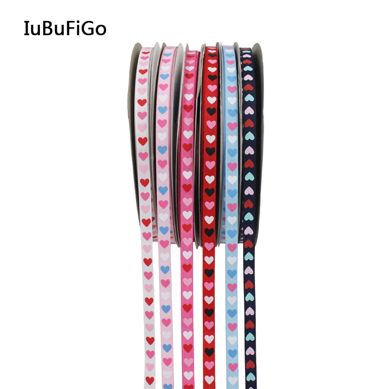 [IuBuFigo] лента с принтом любовного сердца Grosgrain Подарочная печатная для украшения 9
