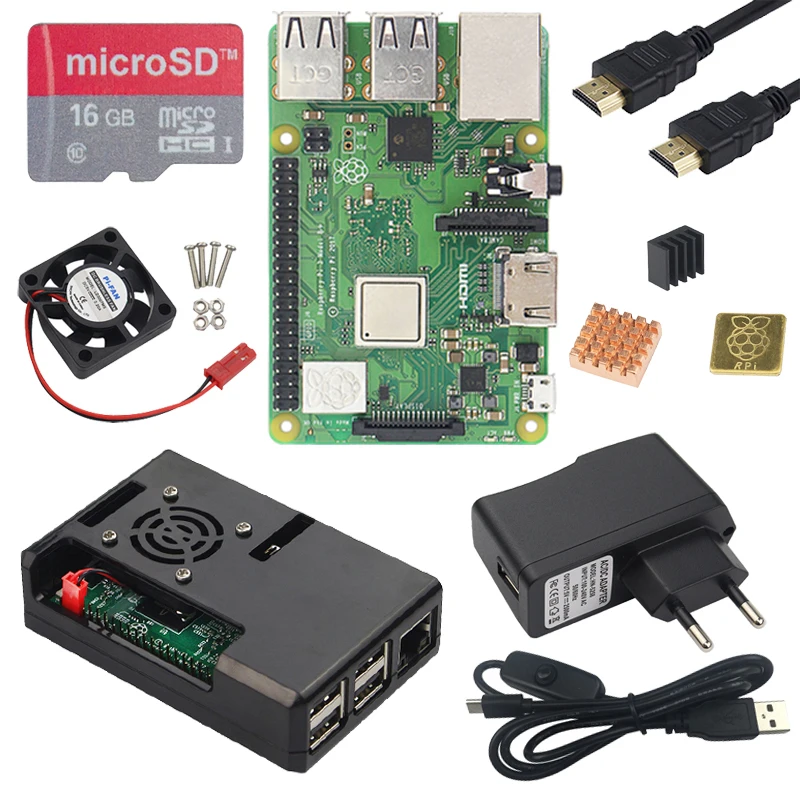 Оригинальная плата Raspberry Pi 3 B или 3B Plus со встроенным WiFi и Bluetooth + корпус ABS блок