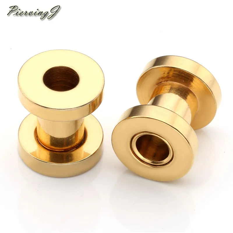 PiercingJ Нержавеющая сталь винт Туннели для ушей носилки Expander Kit 8ga(3 мм), 4ga(5 мм) вид датчики, серебристый/золотистый/черный