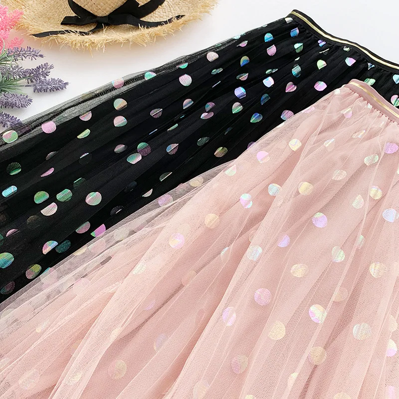 Цветная плиссированная юбка в горошек для женщин лето 2019 высокая талия милые