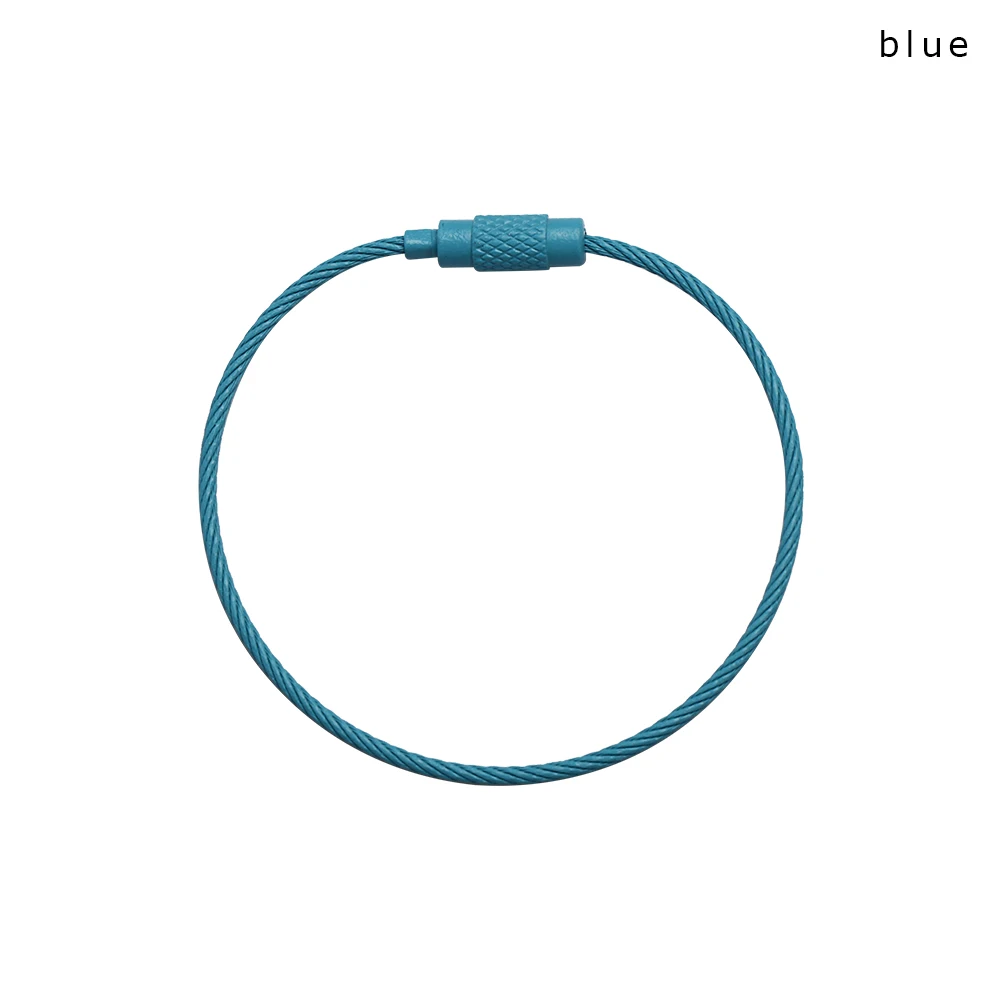 blue 10 шт. 1,5*150 мм нержавеющая сталь круг петля багажная бирка держатель брелок на веревке брелок EDC(для ежедневного использования) кабель проволока винт замок Открытый Инструменты - Цвет: blue