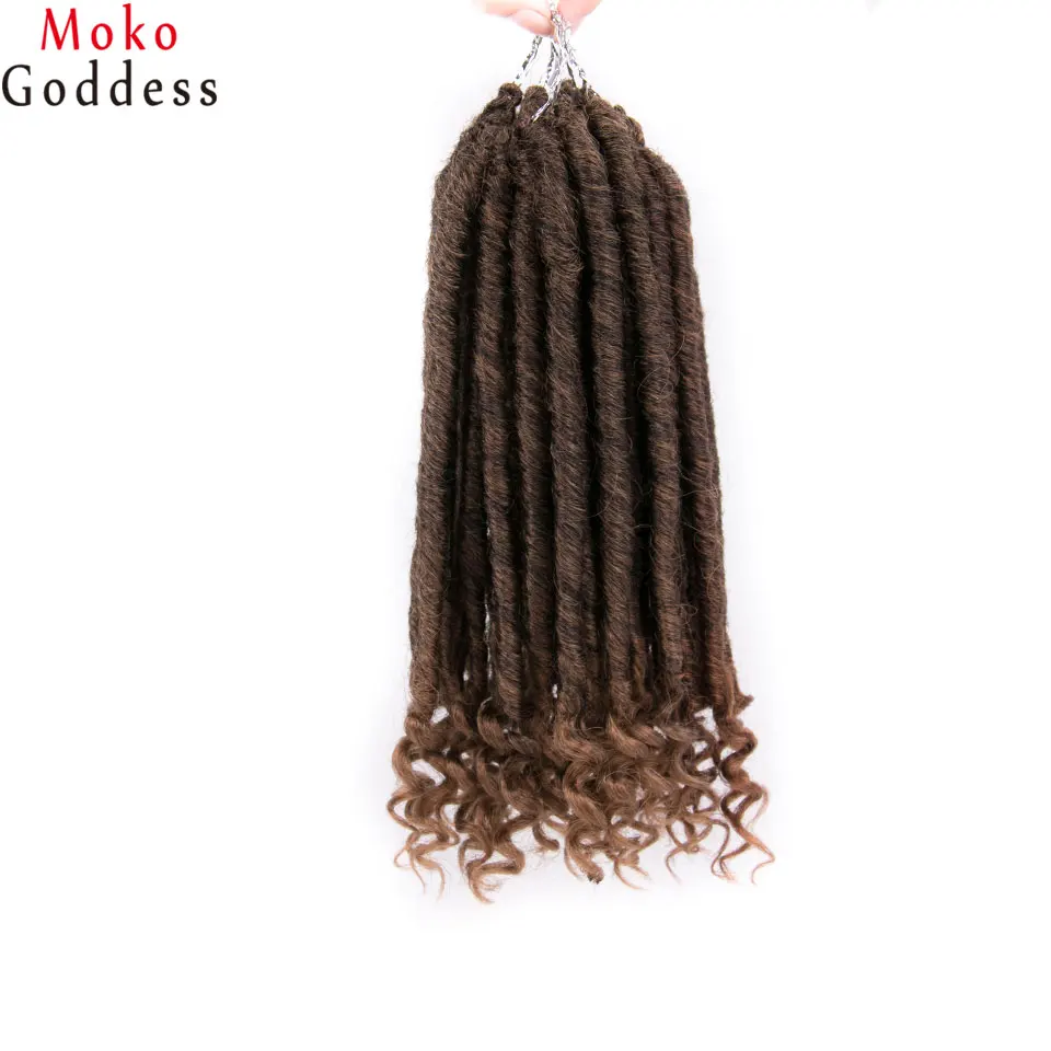 T1B/27 MokoGoddess вязанные волосы для наращивания богиня Faux locs Curly вязанные косички синтетические волосы Омбре косички - Цвет: T1B/27