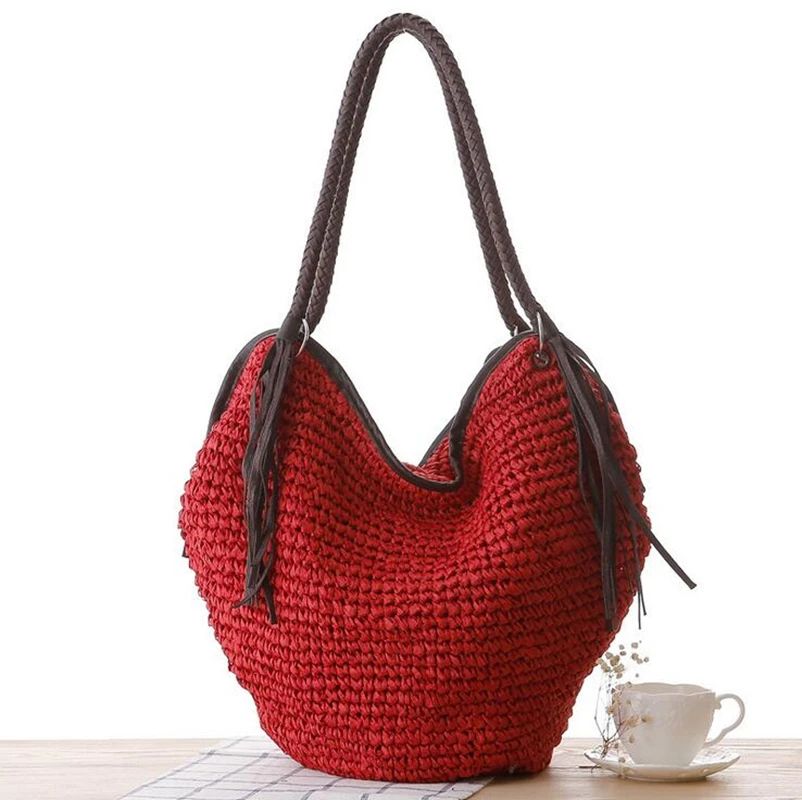 Фабричное производство Ретро Натуральная Соломенная пляжная сумка плетеная