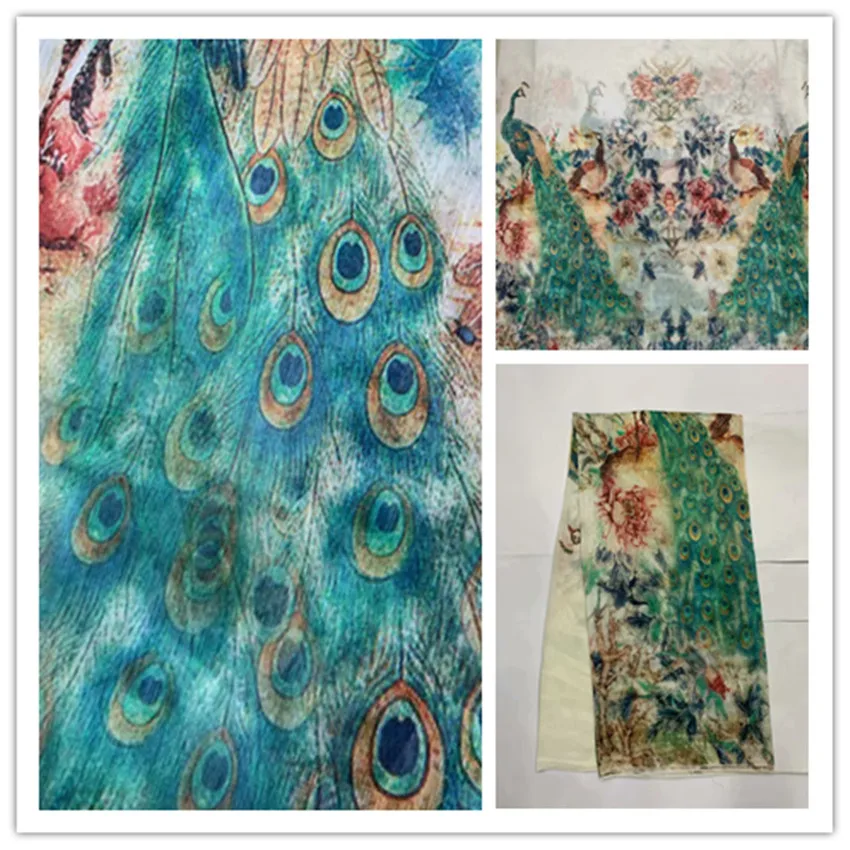 140 см розового цвета с цветочным принтом шелк ткань темно красная шифон ткани